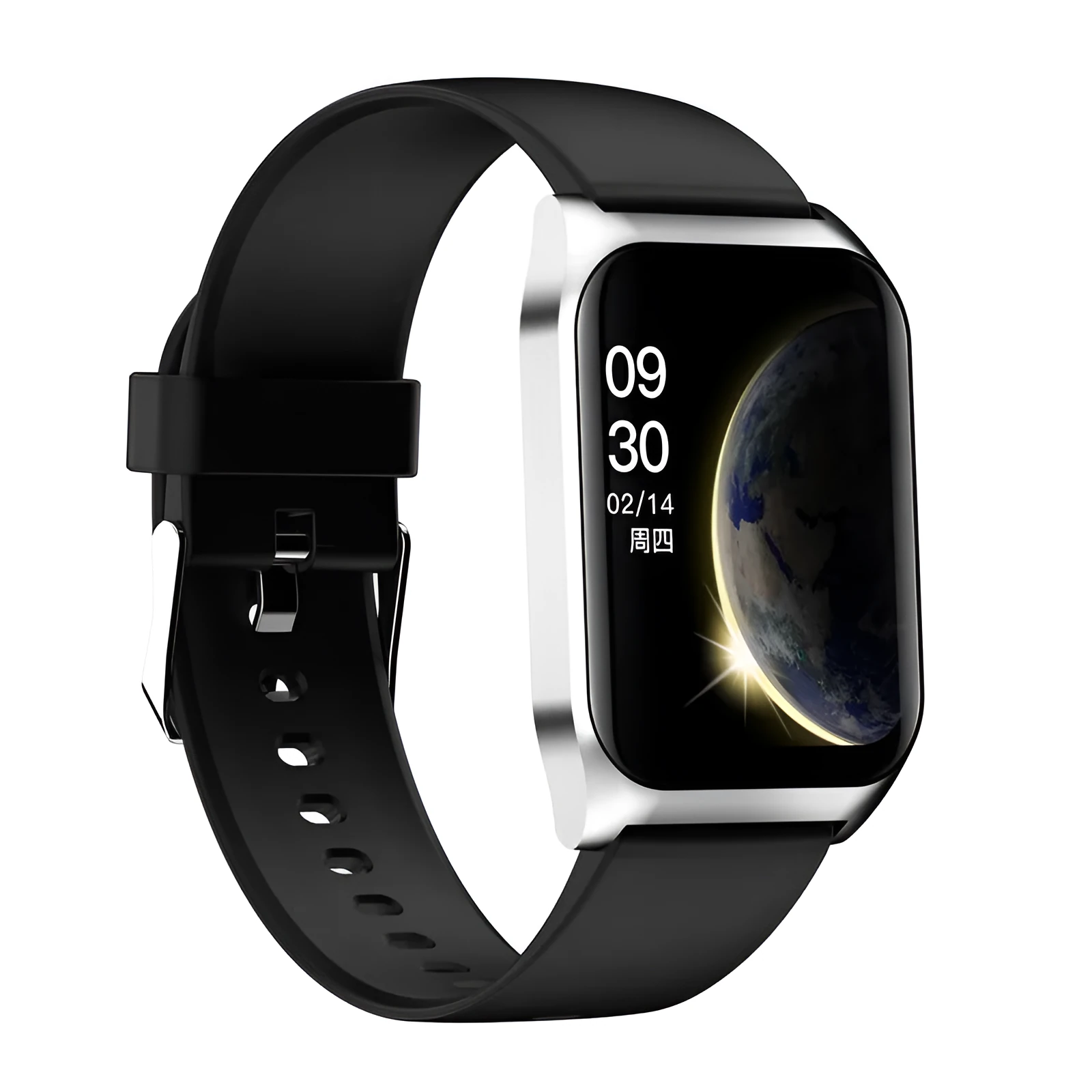 Black smart watch with heart rate monitor and Bluetooth call function on a 1.69-inch screen