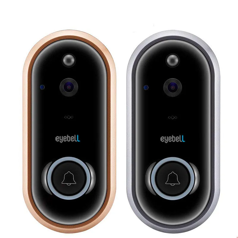 Wireless WiFi video doorbell with 1080P HD camera, infrared night vision, and two-way intercom, silver finish