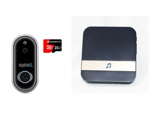 Wireless WiFi video doorbell with 1080P HD camera, infrared night vision, and two-way intercom, silver finish
