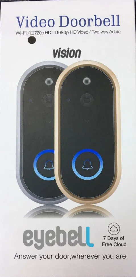 Wireless WiFi video doorbell with 1080P HD camera, infrared night vision, and two-way intercom, silver finish