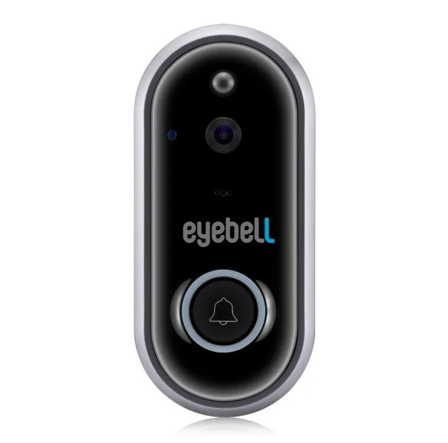 Wireless WiFi video doorbell with 1080P HD camera, infrared night vision, and two-way intercom, silver finish