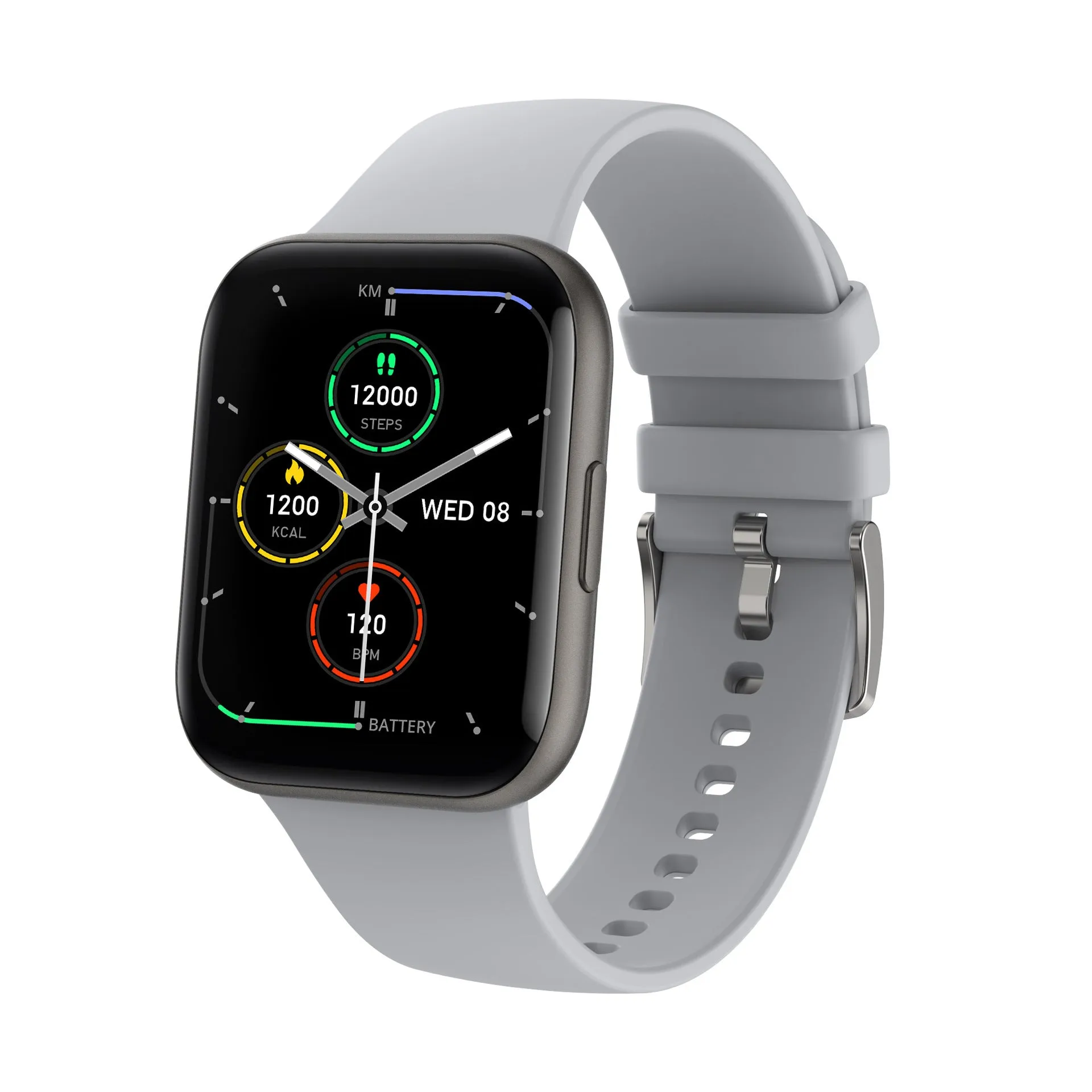 P25 full-touch heart rate monitoring sports smart bracelet with alloy case, 1.69 screen, and silicone strap in black