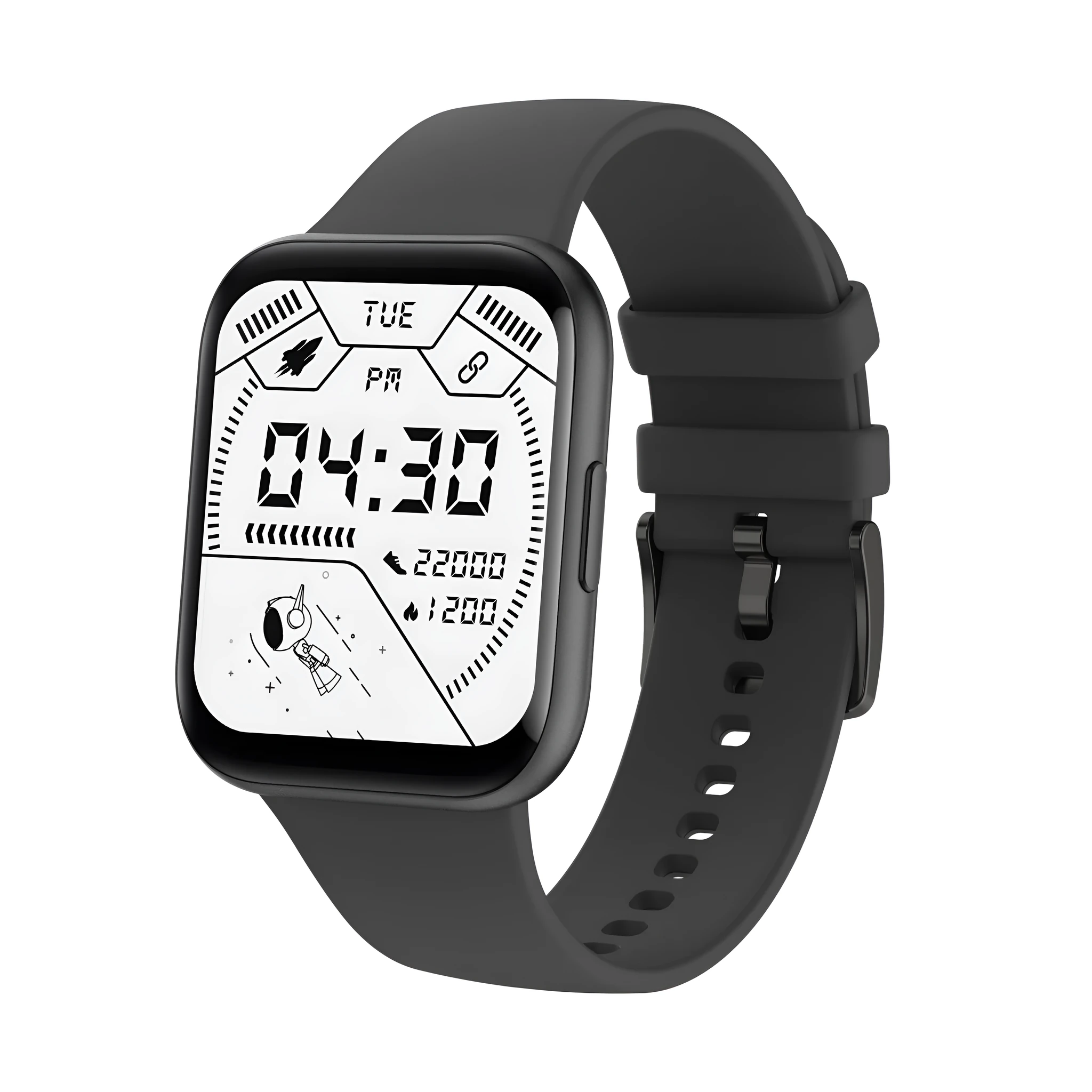 P25 full-touch heart rate monitoring sports smart bracelet with alloy case, 1.69 screen, and silicone strap in black