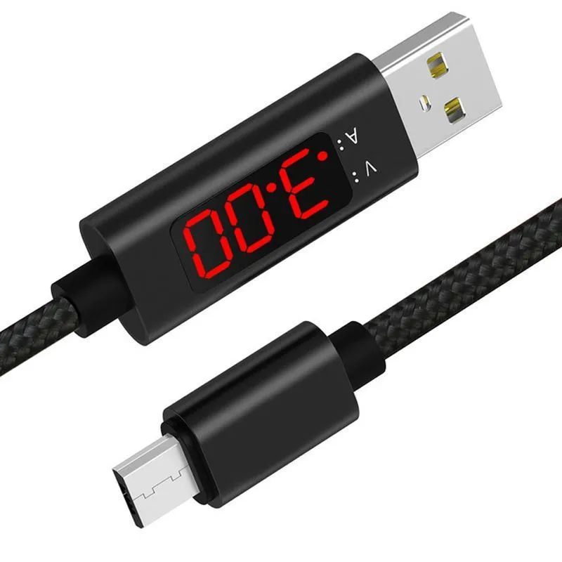 Nylon smart display data cable in black and red, 1-metre length, compatible with Apple Android Type-C