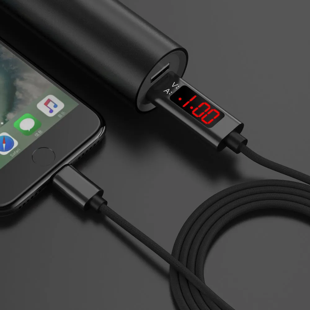 Nylon smart display data cable in black and red, 1-metre length, compatible with Apple Android Type-C