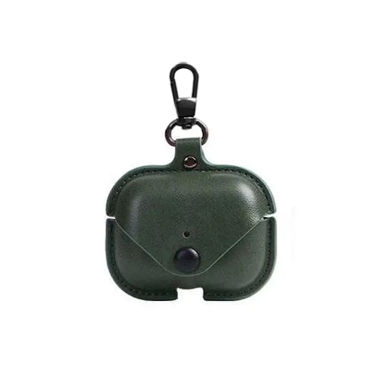 Black AirPods Pro protective case with a cross pattern made from PU leather.