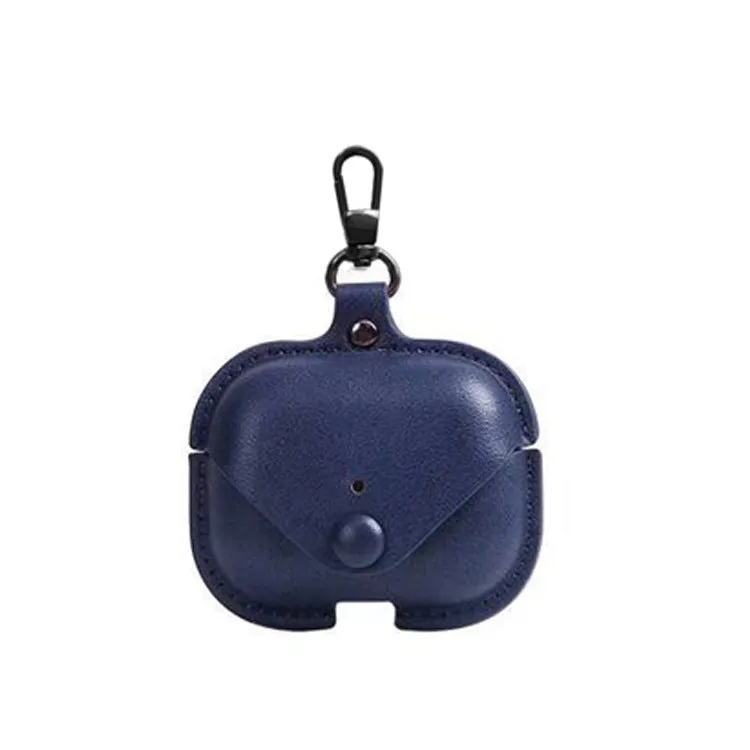 Black AirPods Pro protective case with a cross pattern made from PU leather.