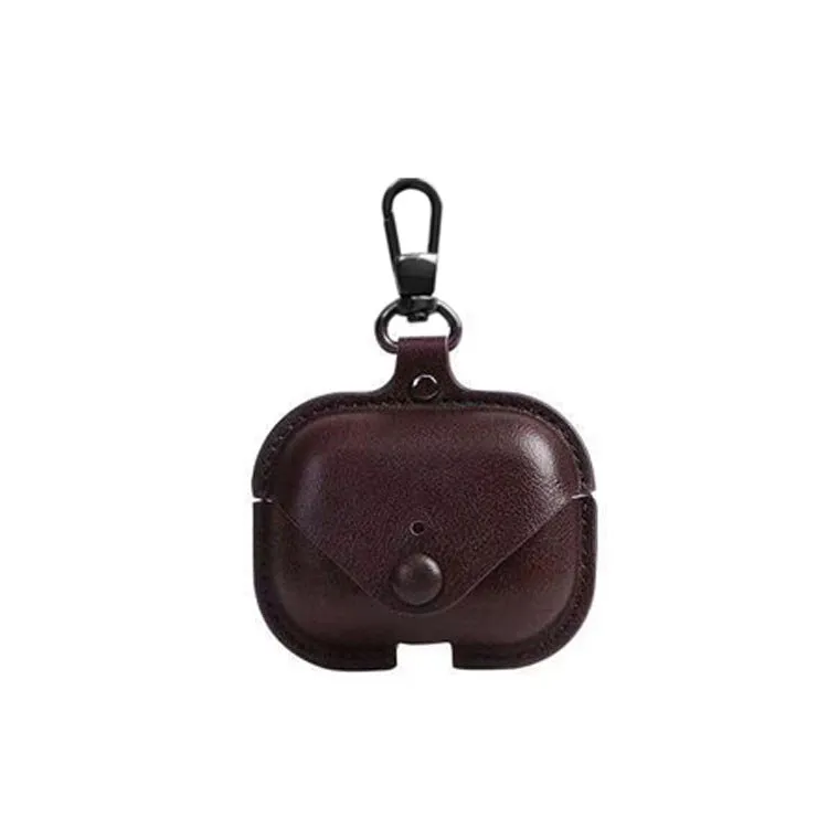 Black AirPods Pro protective case with a cross pattern made from PU leather.