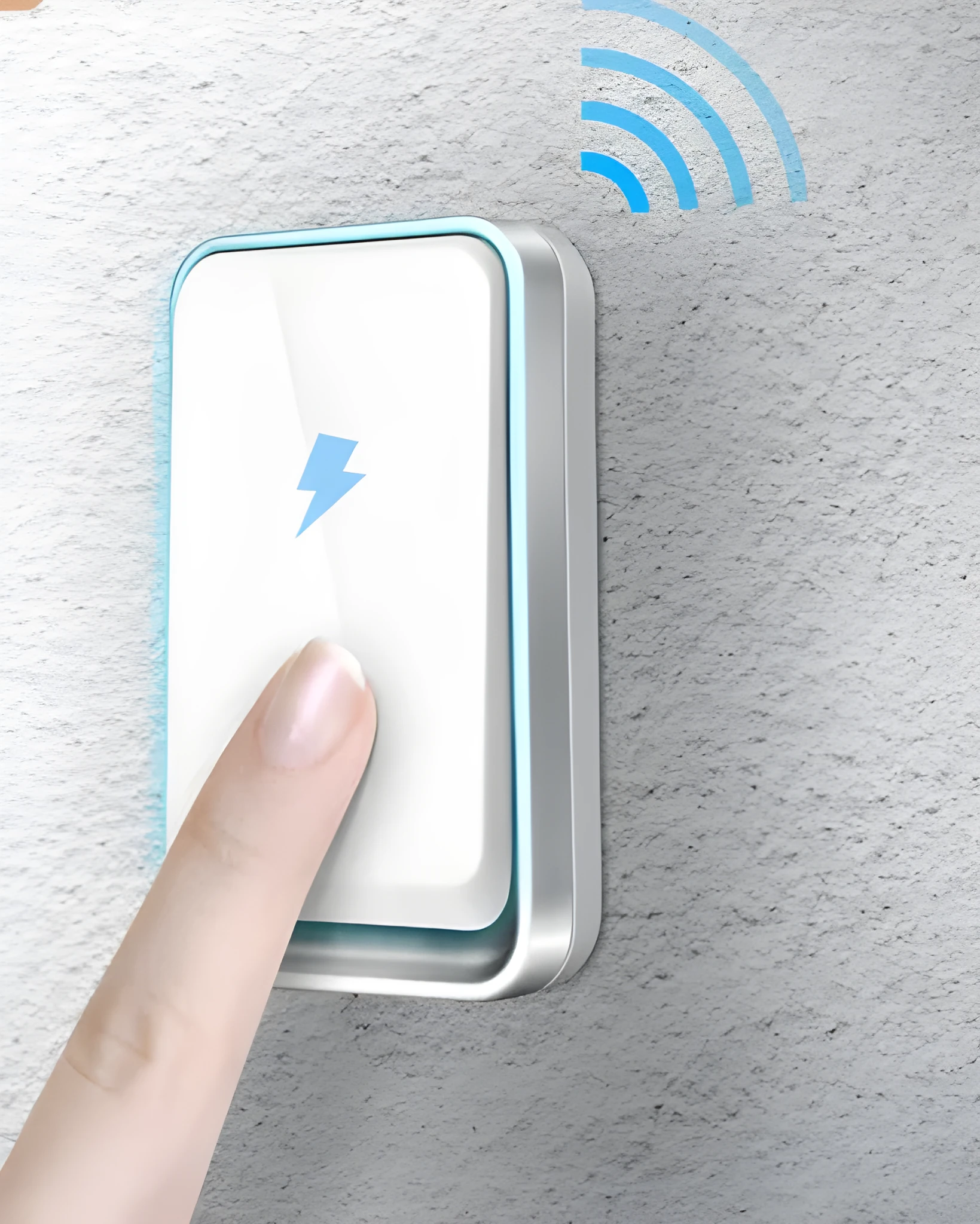 Wireless door bell with self-powered button and 150m range, 433MHz, 4 volume levels, mains receiver