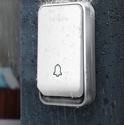 Wireless door bell with self-powered button and 150m range, 433MHz, 4 volume levels, mains receiver