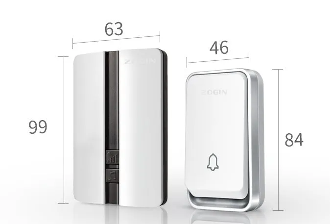 Wireless door bell with self-powered button and 150m range, 433MHz, 4 volume levels, mains receiver