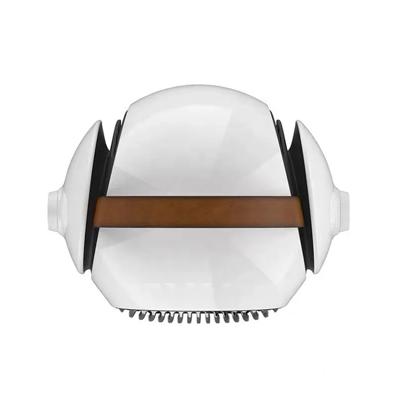 White household heater with shaking head and fine bottom fence on neutral background