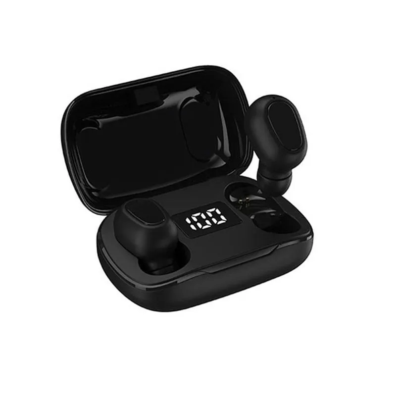Bluetooth wireless in-ear earphones with digital charging box, IPX5 waterproof, XT7 black