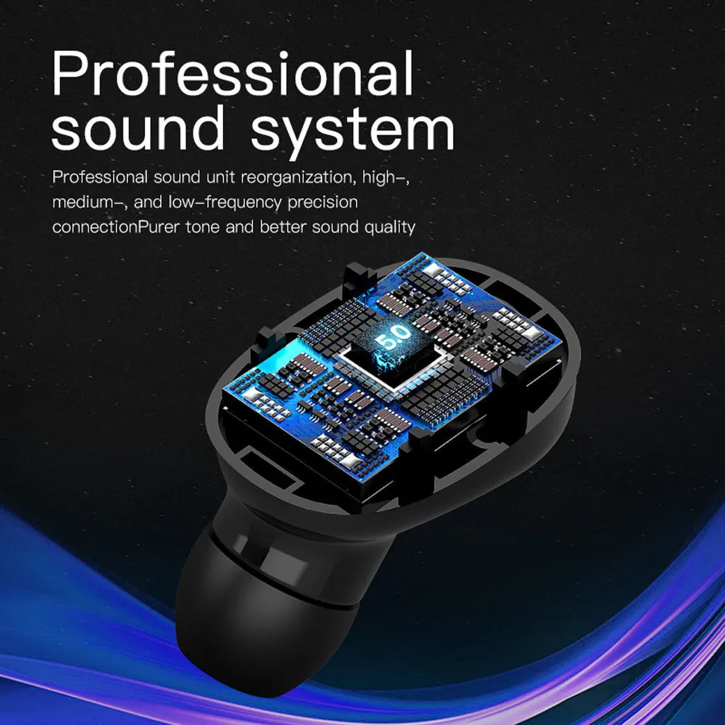 Bluetooth wireless in-ear earphones with digital charging box, IPX5 waterproof, XT7 black