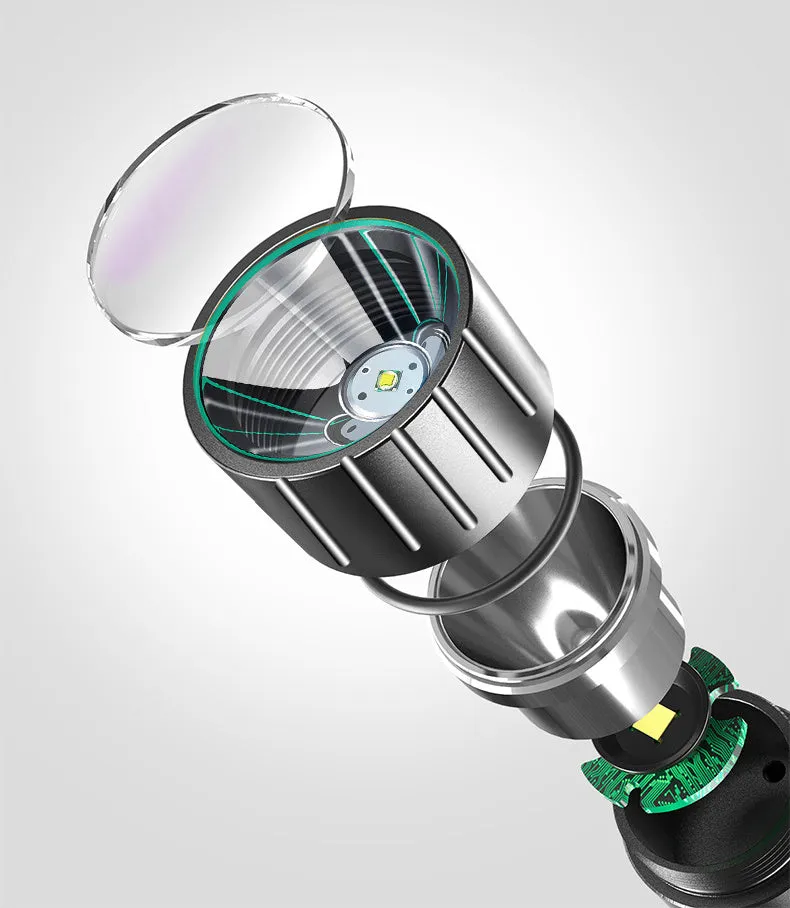 Rechargeable USB pulse lighter with compass and three-speed flashlight, outdoor travel tool