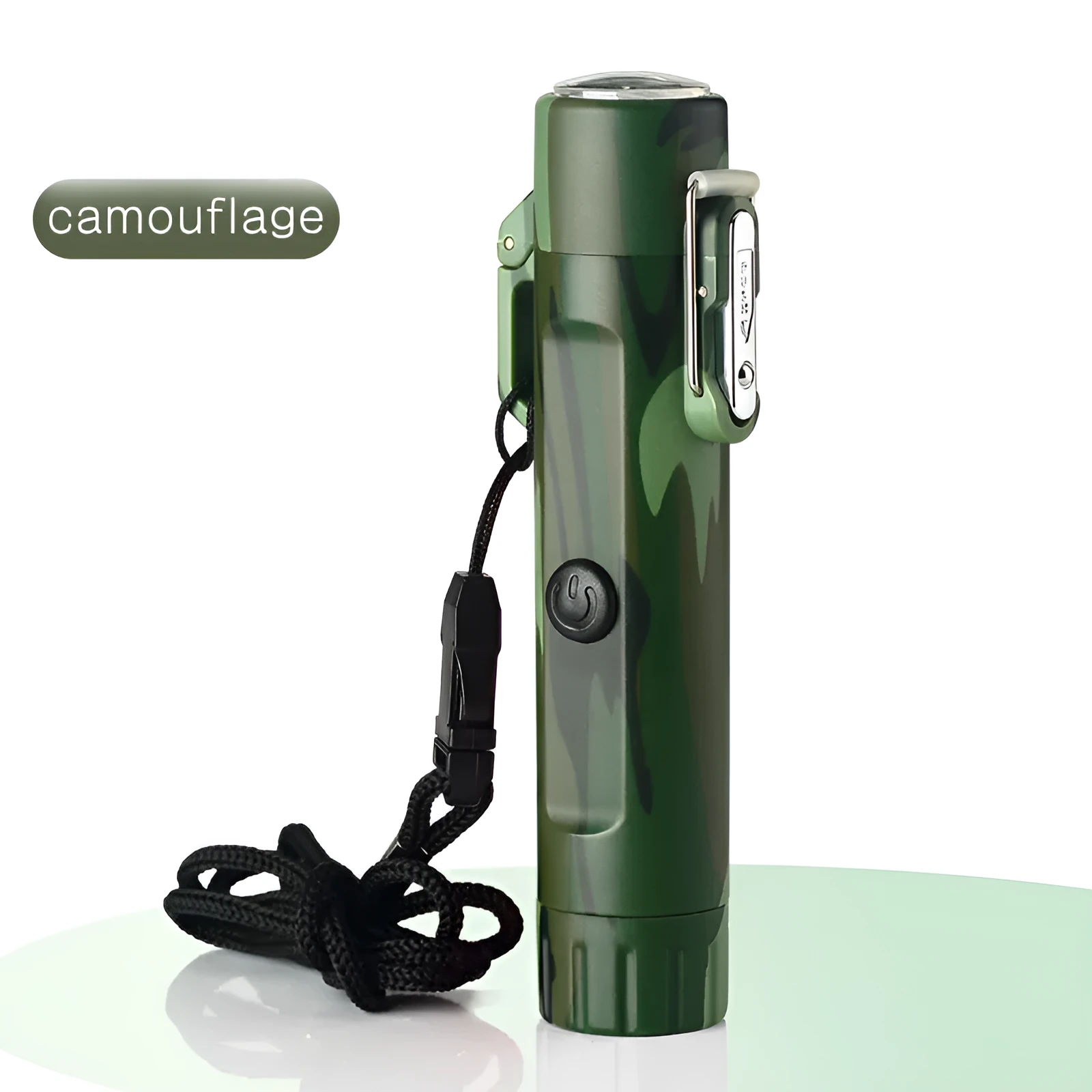Rechargeable USB pulse lighter with compass and three-speed flashlight, outdoor travel tool