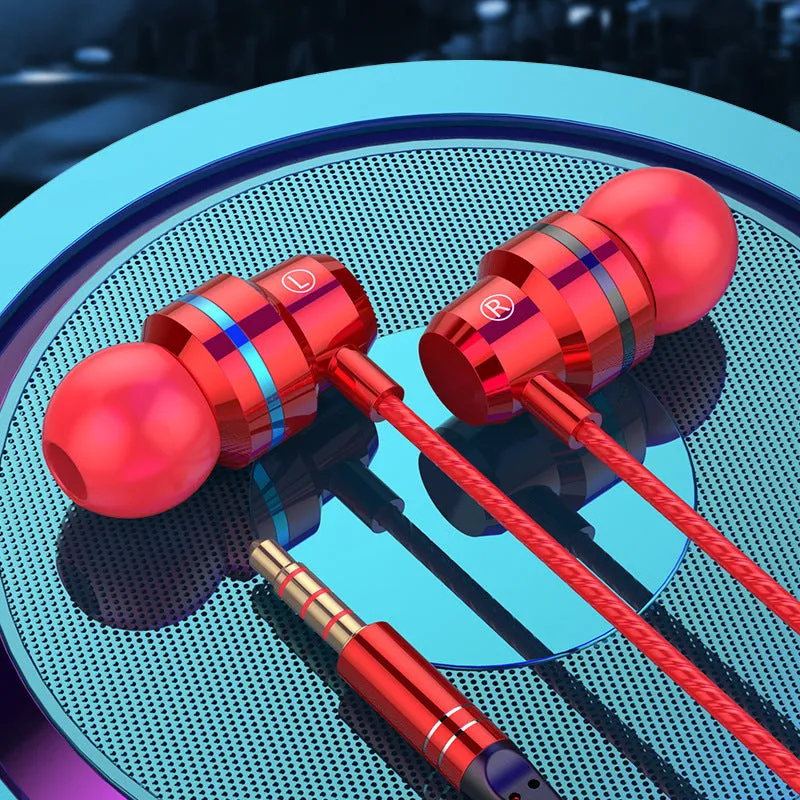 Metal wired earphones with 3.5mm plug, TPE cable, and metal housing in black finish