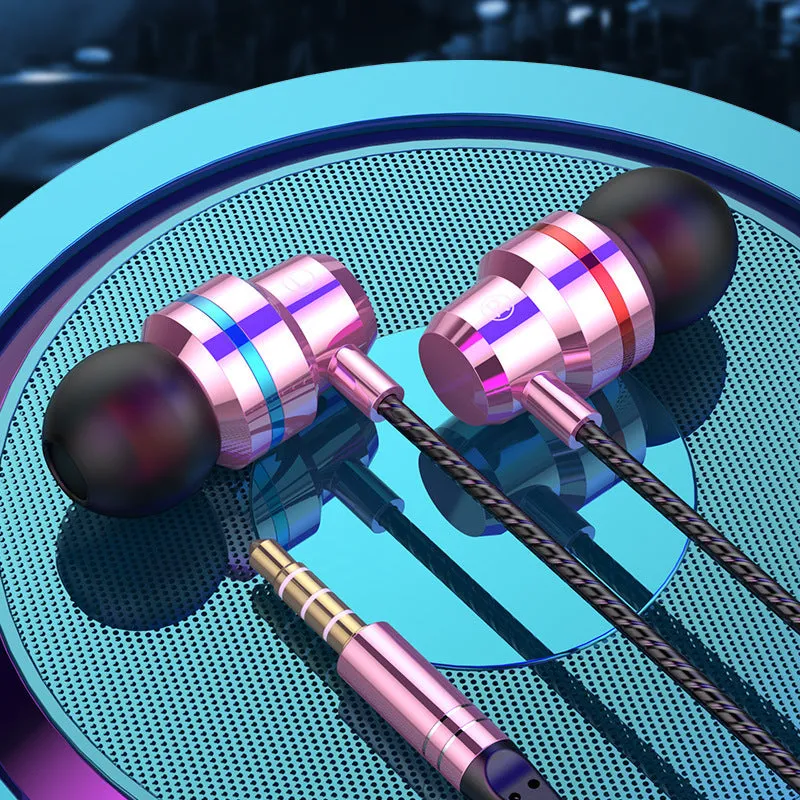 Metal wired earphones with 3.5mm plug, TPE cable, and metal housing in black finish