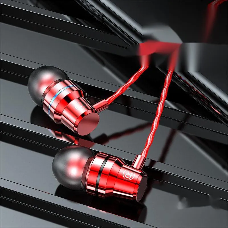 Metal wired earphones with 3.5mm plug, TPE cable, and metal housing in black finish
