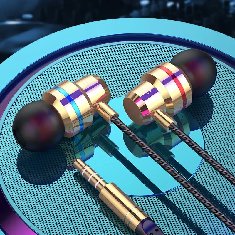 Metal wired earphones with 3.5mm plug, TPE cable, and metal housing in black finish