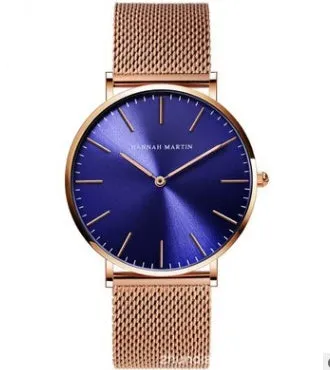 Hannah Martin ladies watch with rose gold stainless steel mesh strap and 36mm round dial