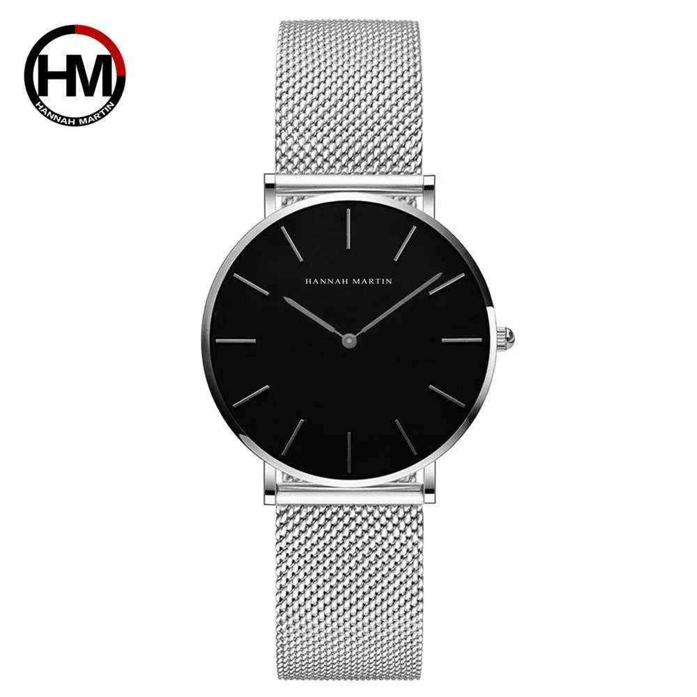 Hannah Martin ladies watch with rose gold stainless steel mesh strap and 36mm round dial
