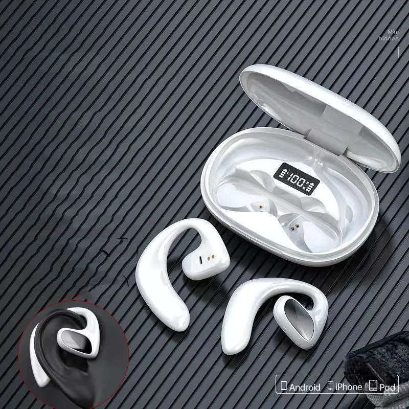 S900 TWS sports bone conduction earphone in black with charging compartment and power display