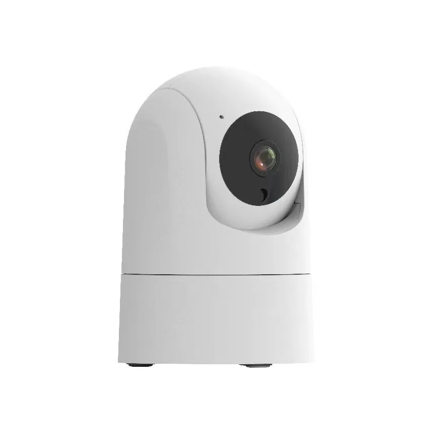 White indoor PTZ security camera on a stand with a 3.6mm lens for 1080p HD monitoring.
