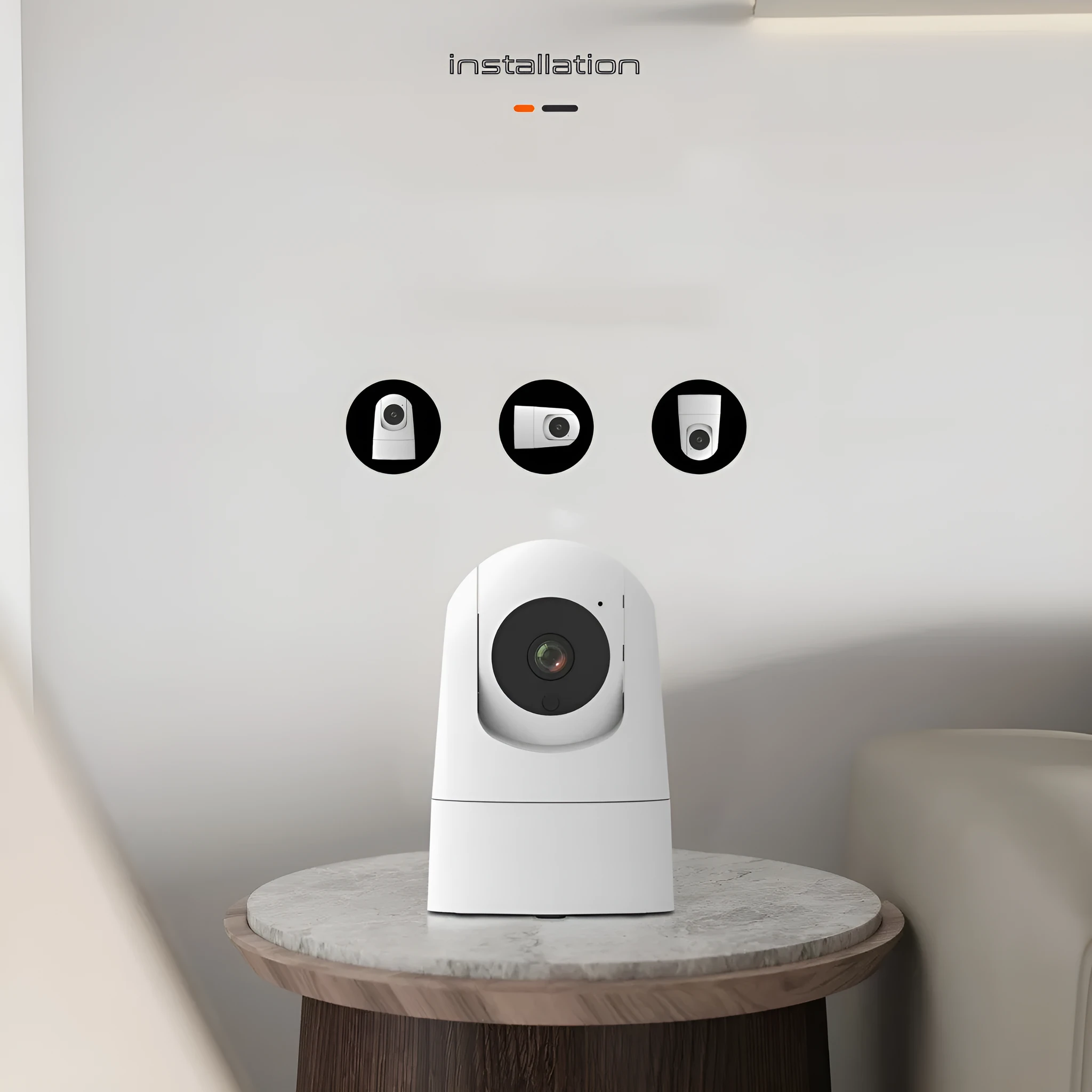 White indoor PTZ security camera on a stand with a 3.6mm lens for 1080p HD monitoring.