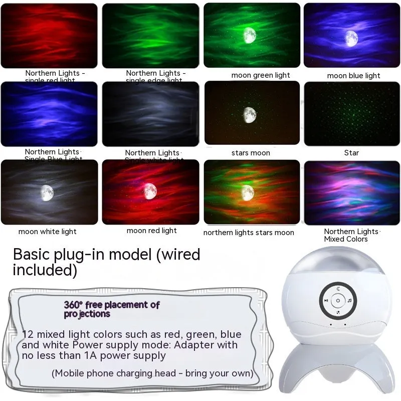 Bluetooth starry sky projector children's toy with aurora LED laser effect and remote control