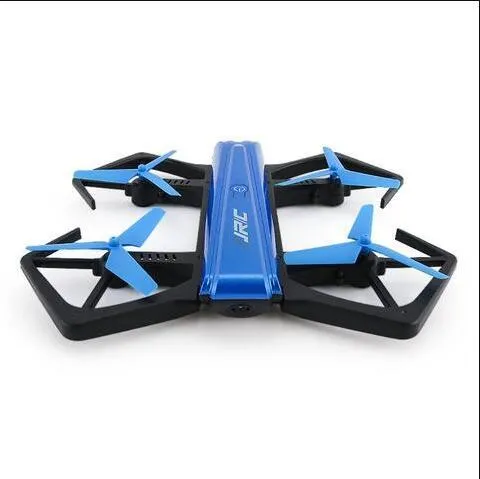 JJRC H43WH folding aerial UAV drone with black plastic body and four arms, showing compact folded shape