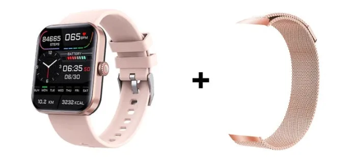 F57L sports watch with heart rate and blood pressure display on a wrist with a silicone strap