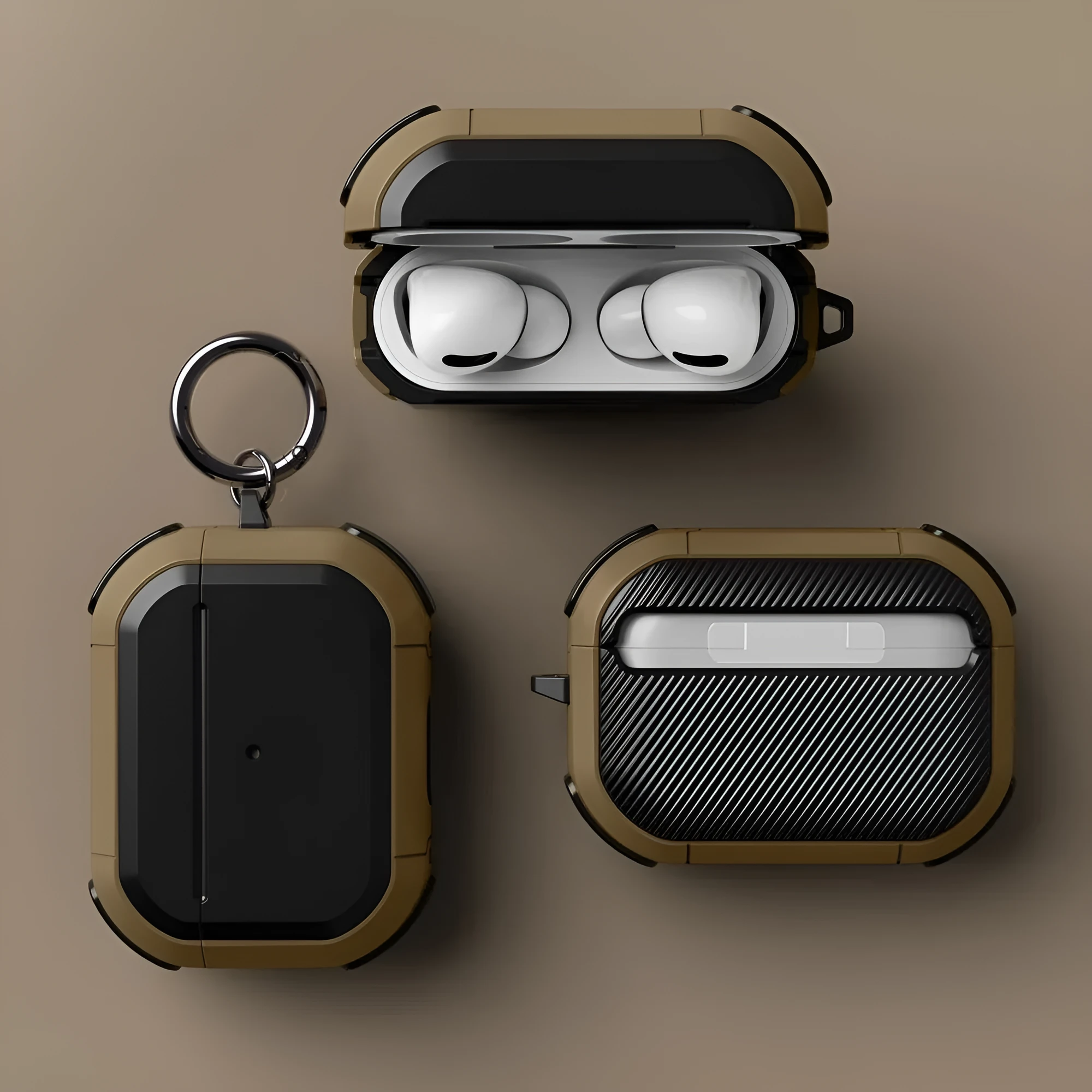 AirPods protective shell in multiple colours showing TPU and PC construction for AirPods 1, 2 and Pro models