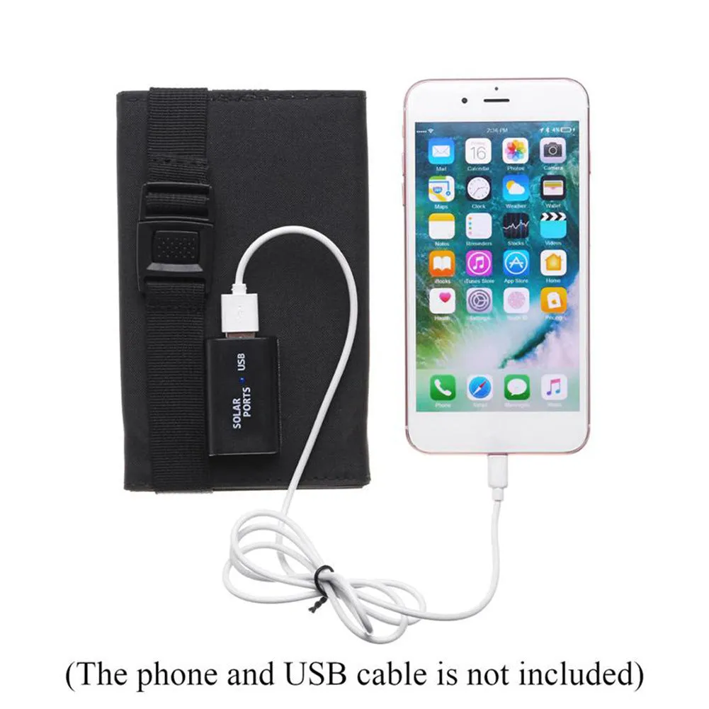 Portable 7W solar panel folding charging bag with 1400mAh battery for outdoor mobile phone charging