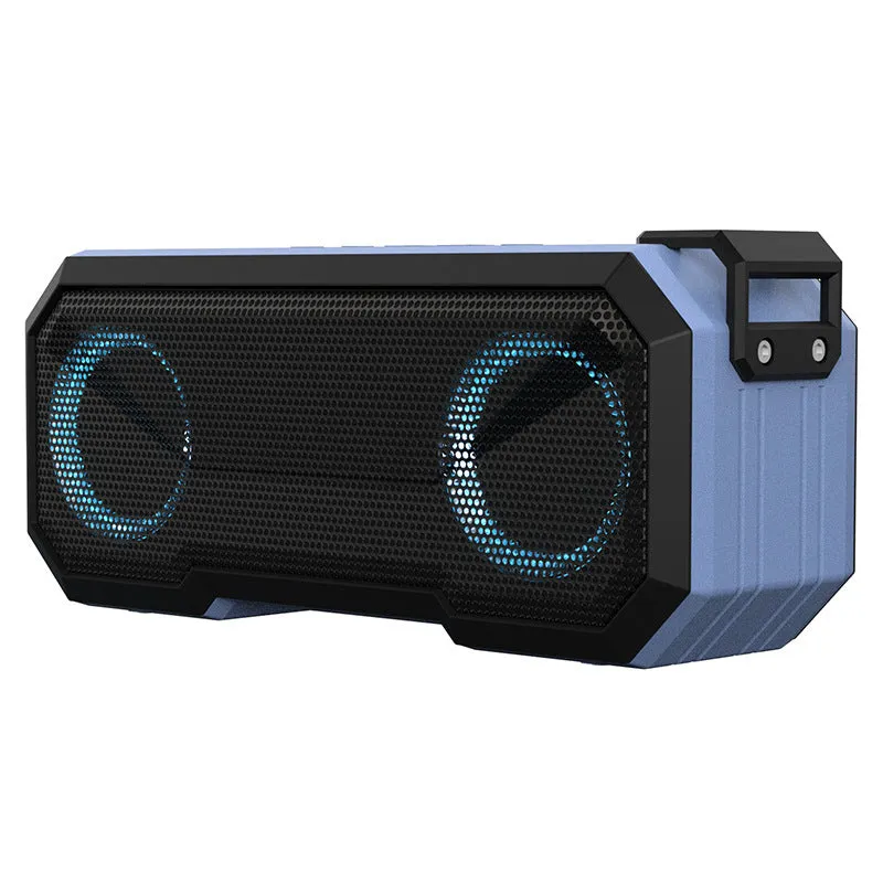 Waterproof colourful luminous outdoor wireless speaker with dual speakers and power bank in black