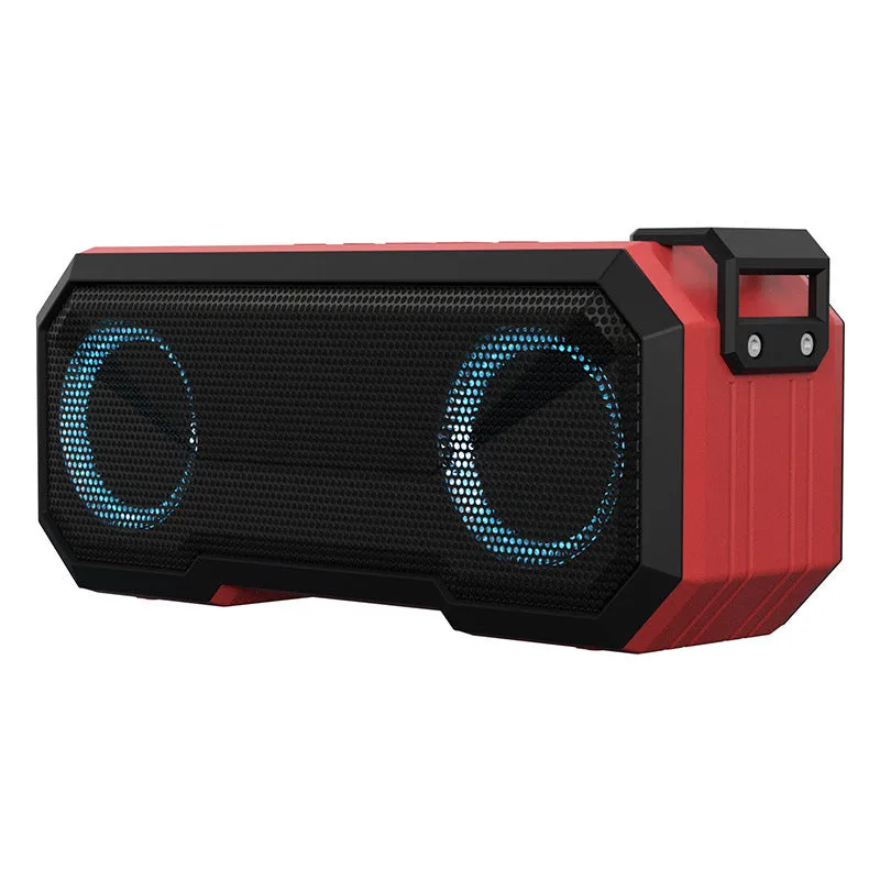 Waterproof colourful luminous outdoor wireless speaker with dual speakers and power bank in black