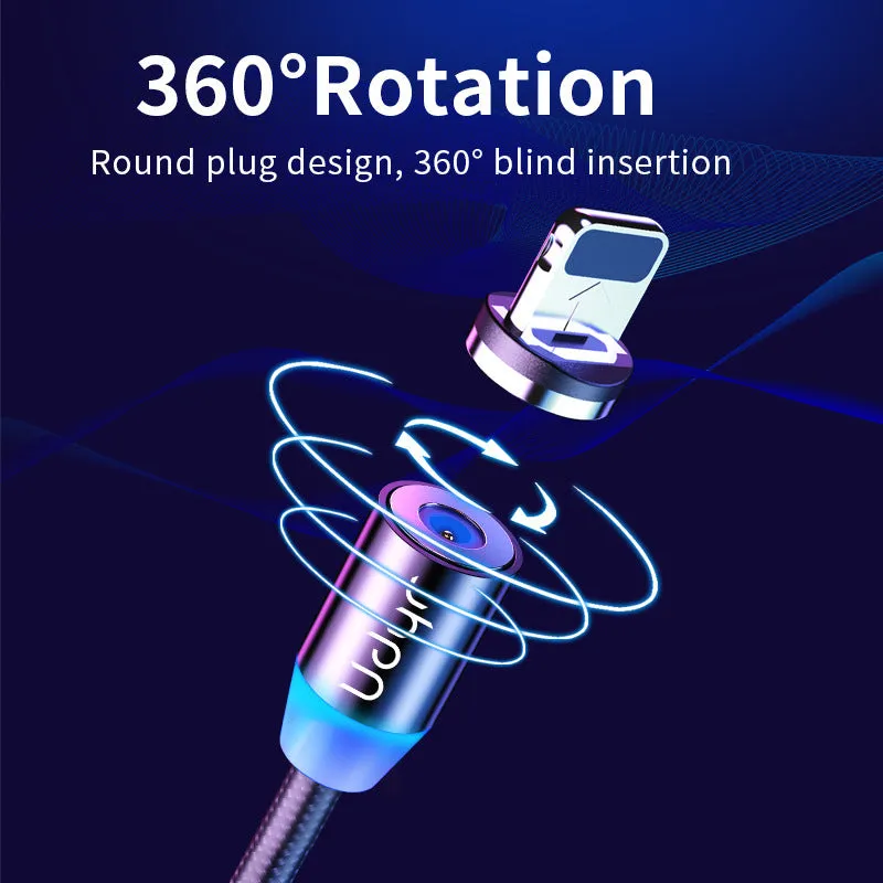 Magnetic USB charging cable with interchangeable Android, iPhone, and TYPE-C magnetic heads