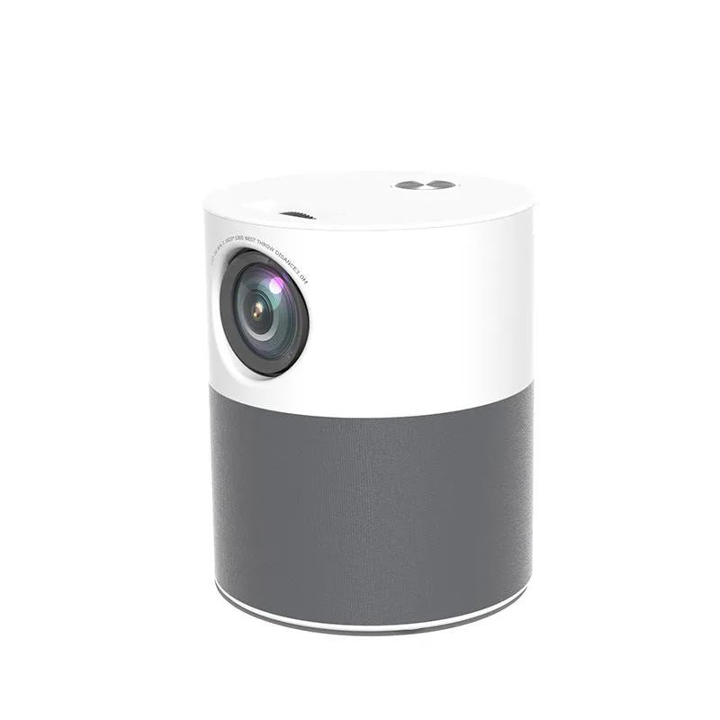 White mini home high-definition projector with 1080P resolution and front projection lens