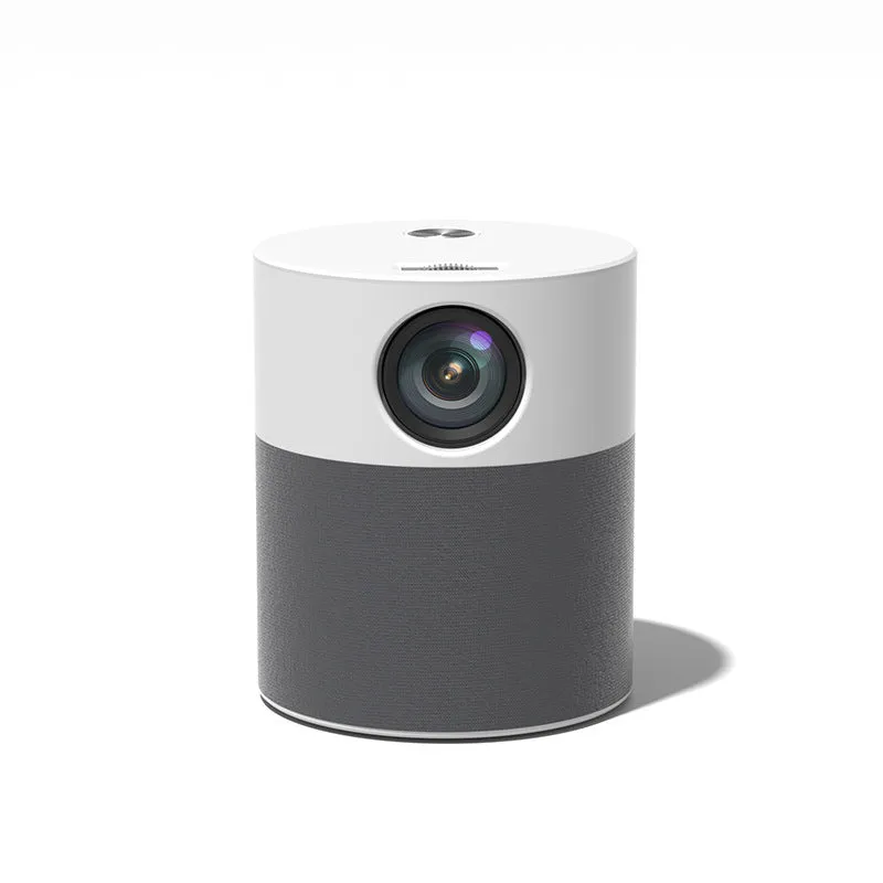 White mini home high-definition projector with 1080P resolution and front projection lens