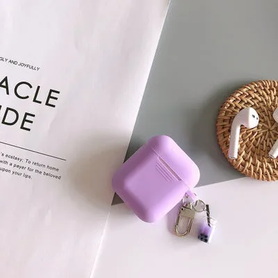 Milk tea silicone back cover for AirPods purple TPU soft shell