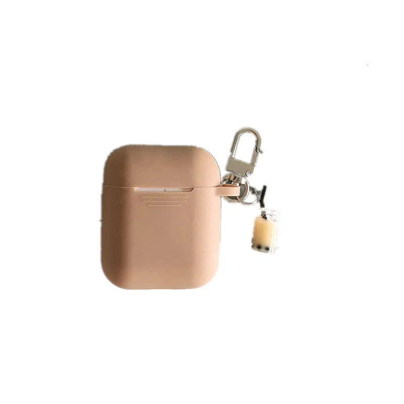 Milk tea silicone back cover for AirPods purple TPU soft shell