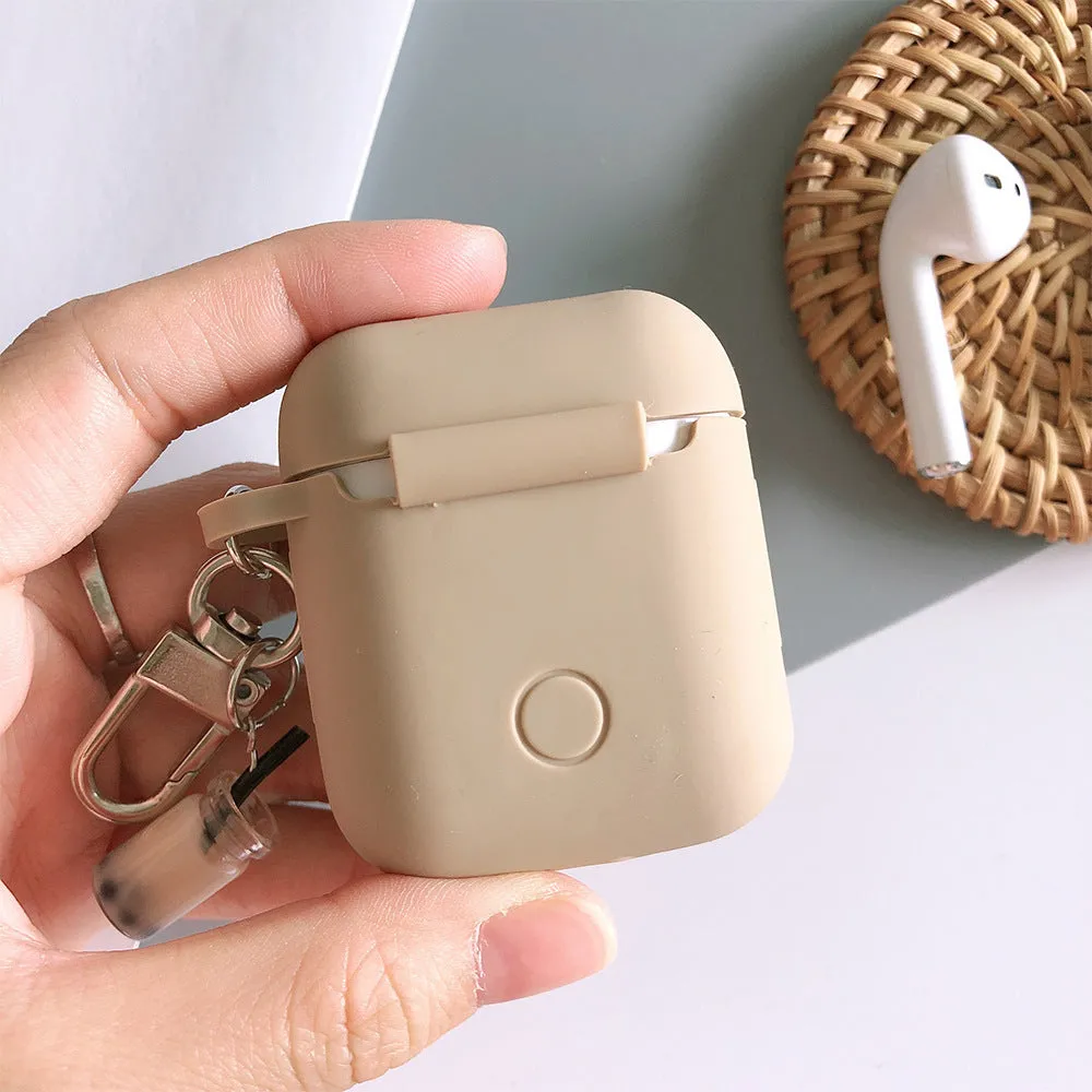 Milk tea silicone back cover for AirPods purple TPU soft shell