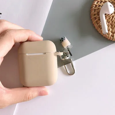 Milk tea silicone back cover for AirPods purple TPU soft shell