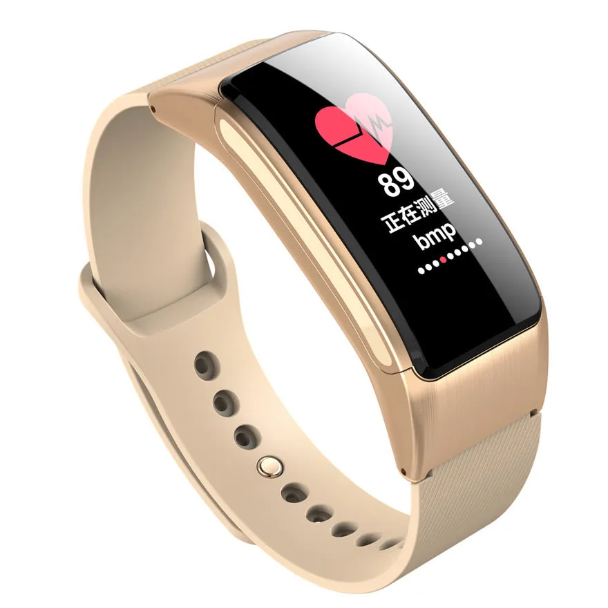 B31 smart watch with heart rate blood pressure monitor in gold colour showing step count