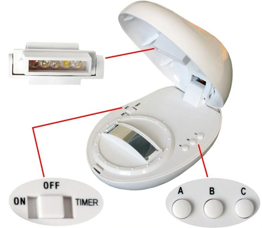 Egg-shaped white rainbow projection lamp with three lighting modes, 14x10x6cm, on a table