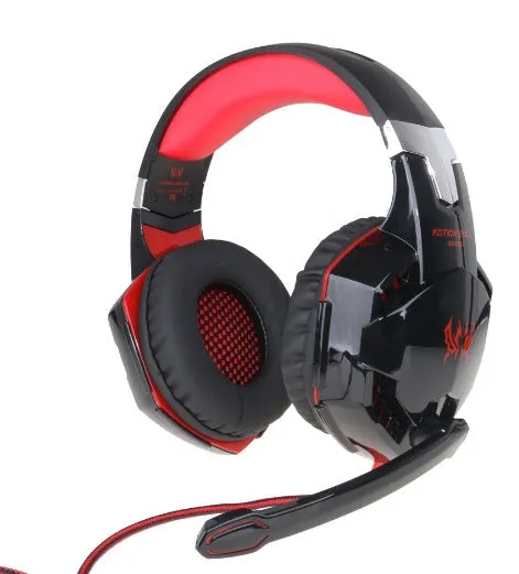 G1000 wired gaming headset with microphone, over-ear design, blue colour