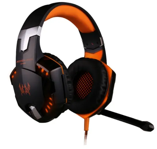 G1000 wired gaming headset with microphone, over-ear design, blue colour