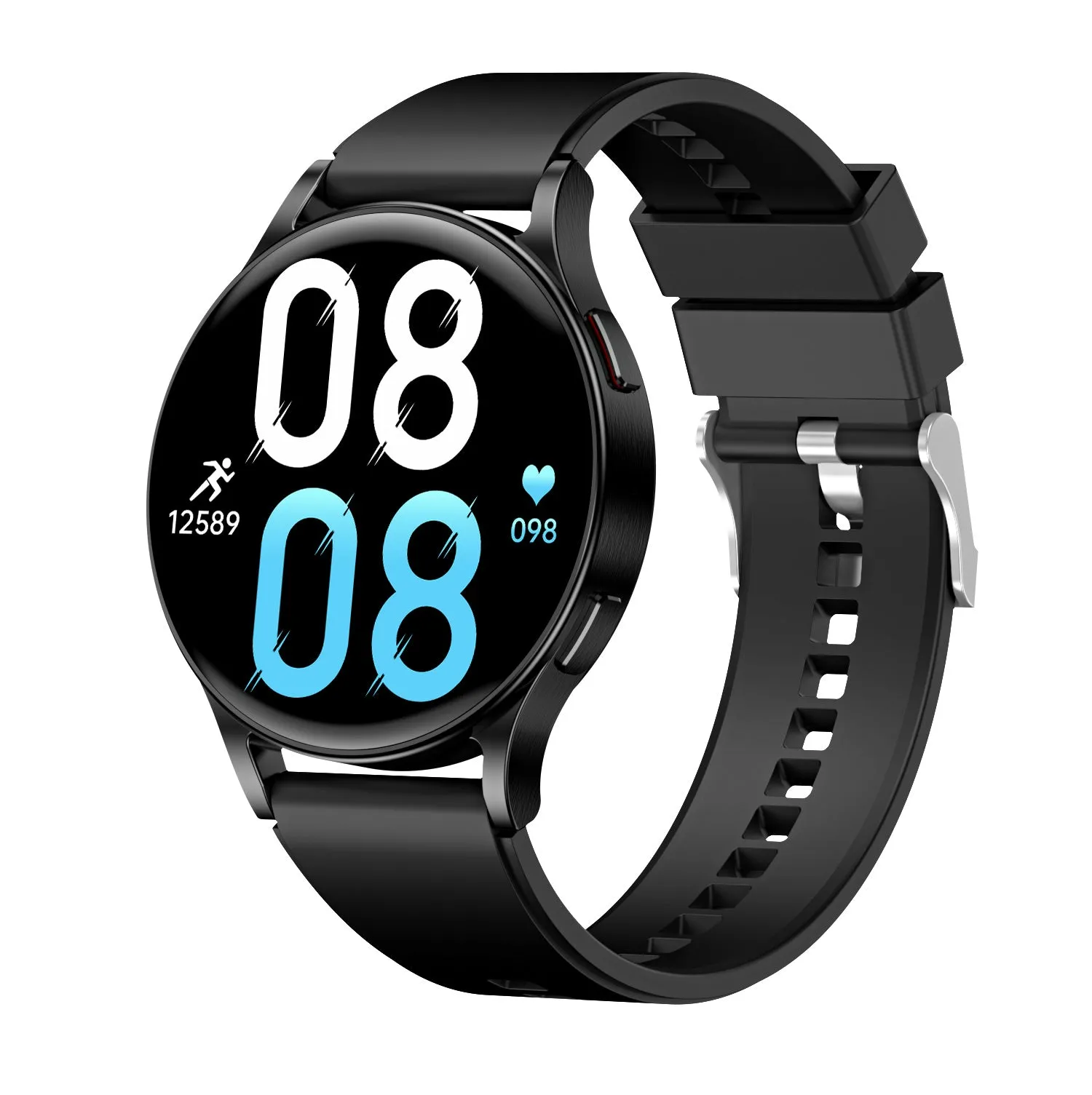 SmartWatch with white background dial and multiple strap colour options steel belt black and silver