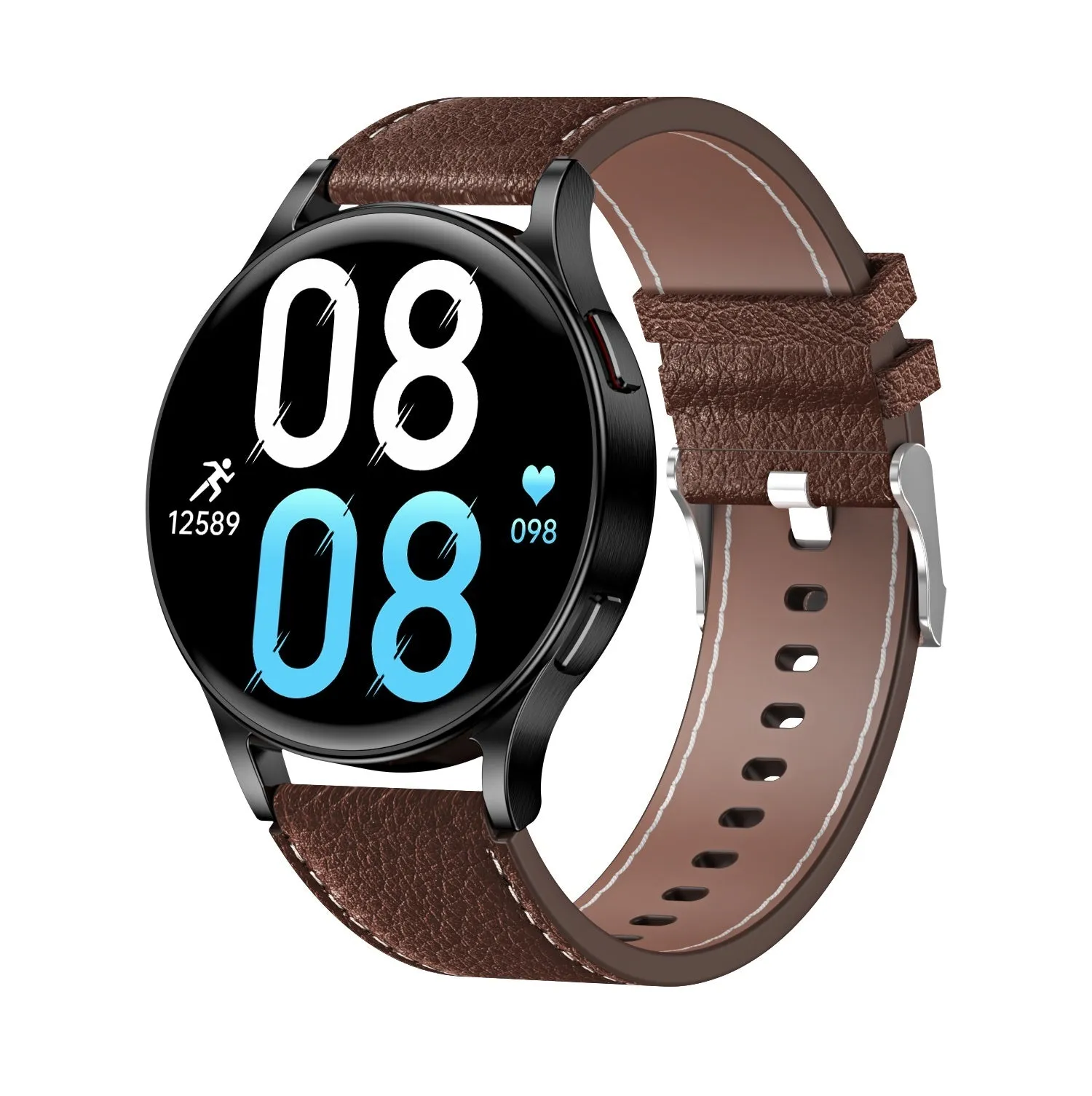 SmartWatch with white background dial and multiple strap colour options steel belt black and silver