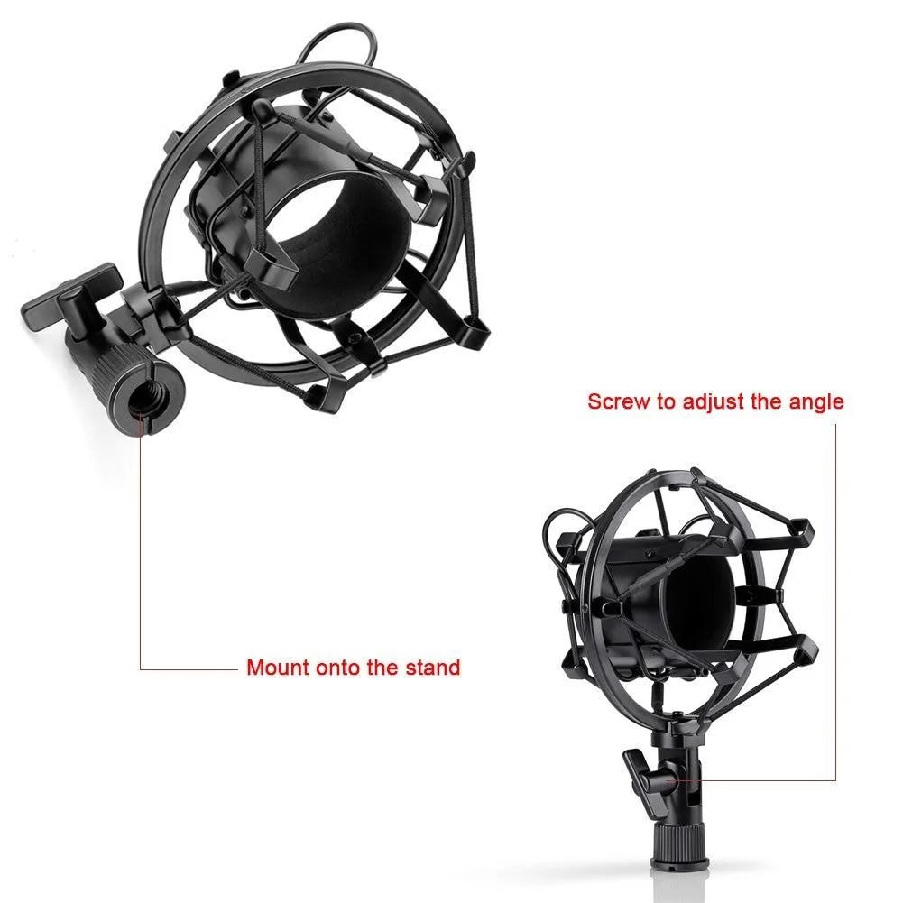 NW-800 black metal condenser microphone with shock mount and foam cap on stand